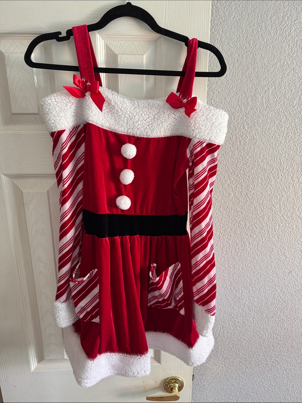 Red Festive Mini Dress with Faux Fur Trim